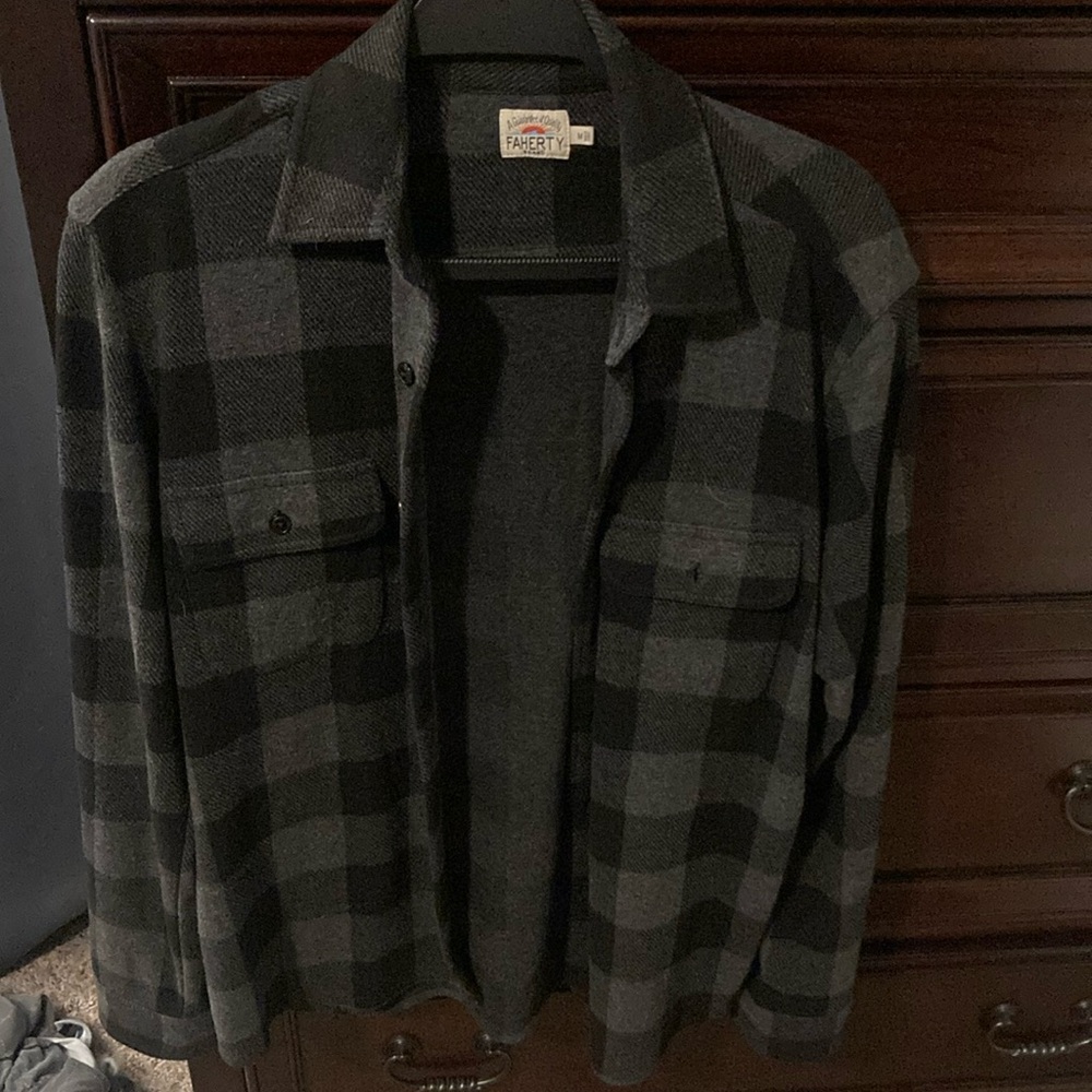 Faherty legend sweater shirt black plaid